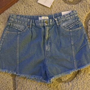 KanCan Women's Light Blue Frayed Denim Shorts